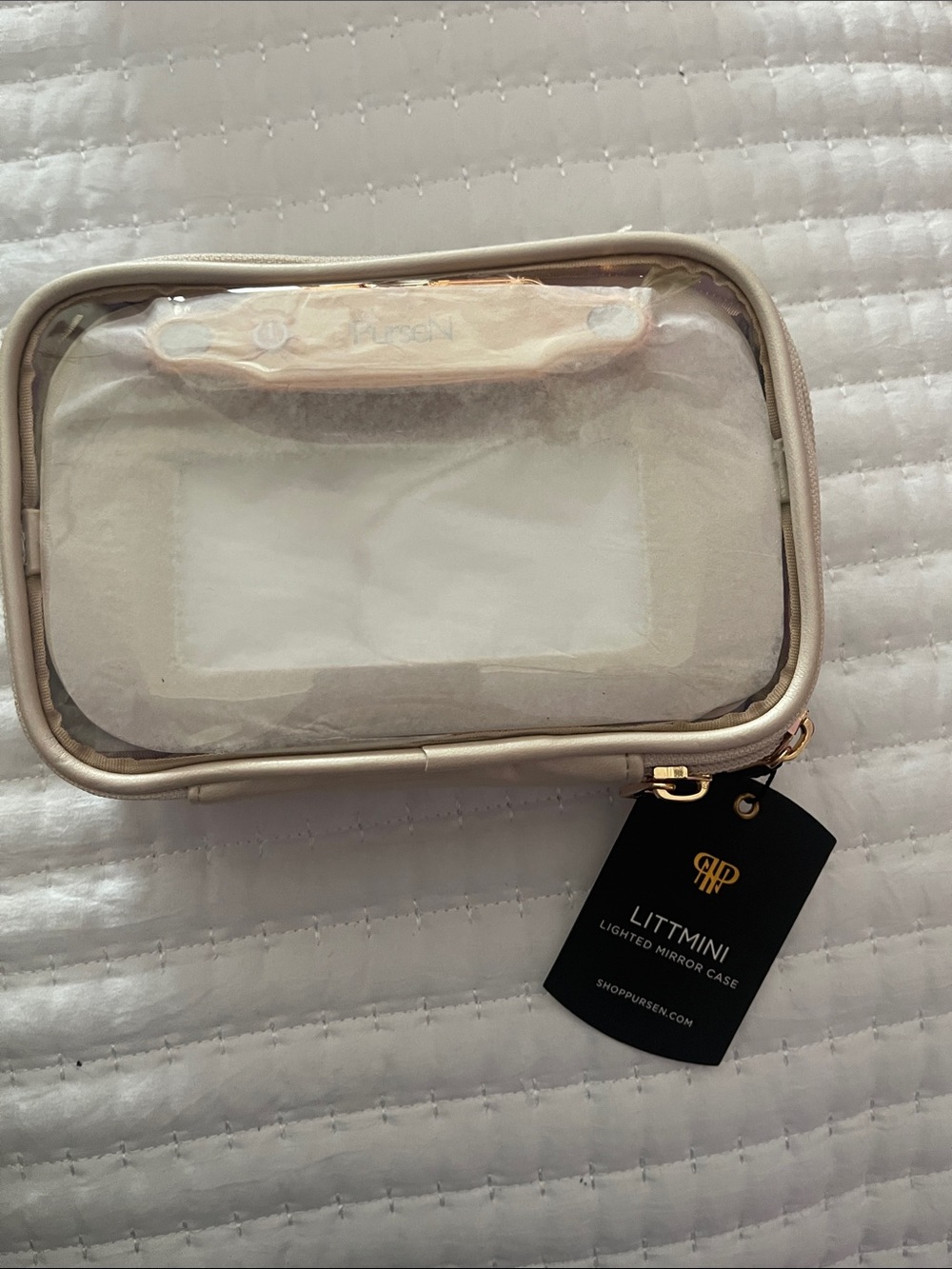 Lighted Mirror Case in Cream Clear